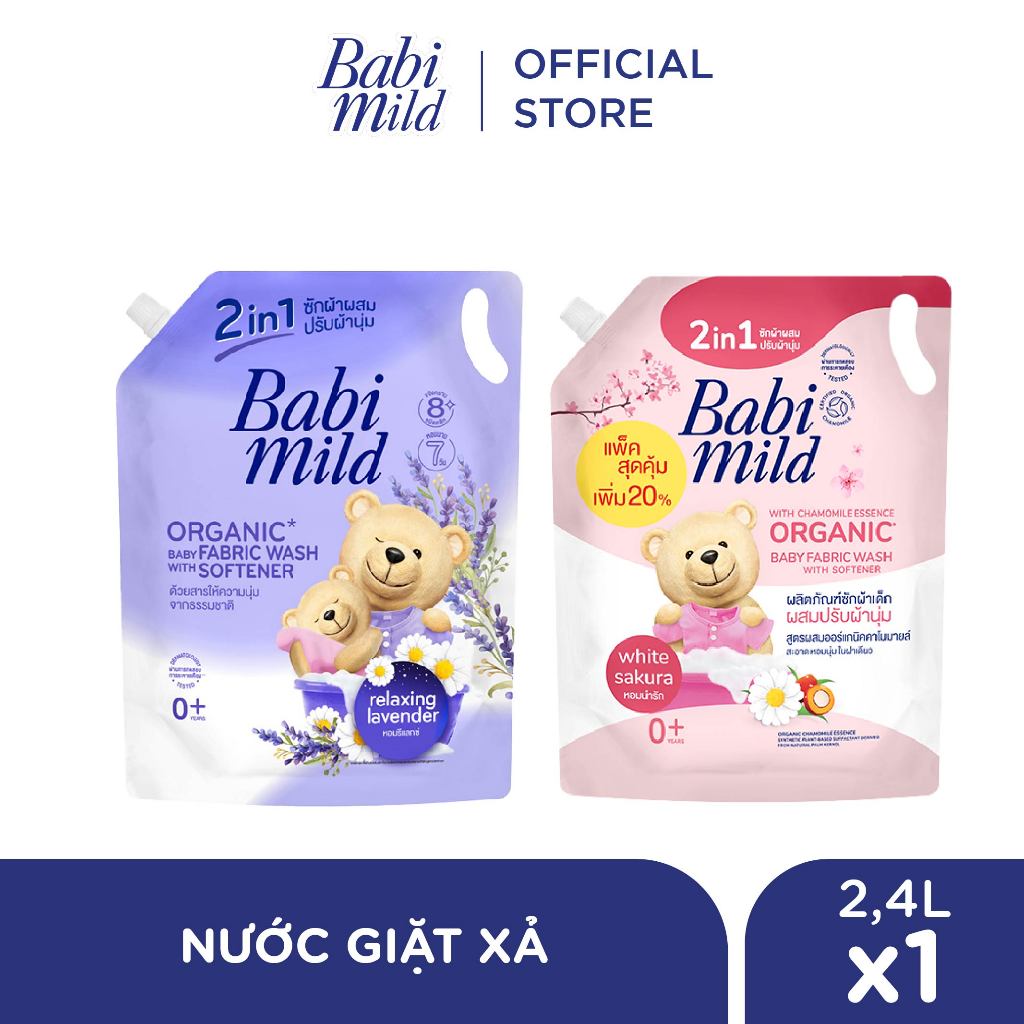 Nước Giặt Xả Dịu Nhẹ Cho Bé 2in1 Babi Mild 2400ml/túi