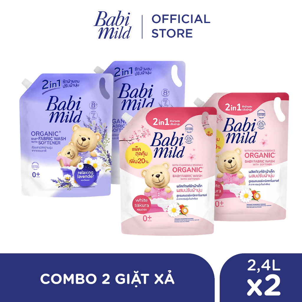 Combo 2 Túi Nước Giặt Xả Cho Bé 2.4L - Babi Mild