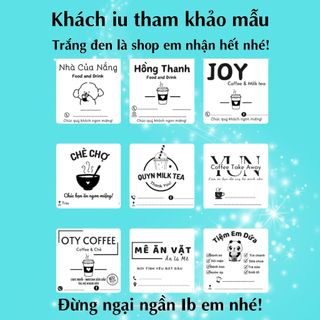 300 tem vuông giấy có sẵn keo dán ly cafe trà sữa kích thước 5x5cm