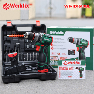 Máy khoan pin cầm tay Workfix WF-ID1610BL, Khoan sắt, Khoan gỗ, Bắt vít - Động Cơ Không Chổi Than