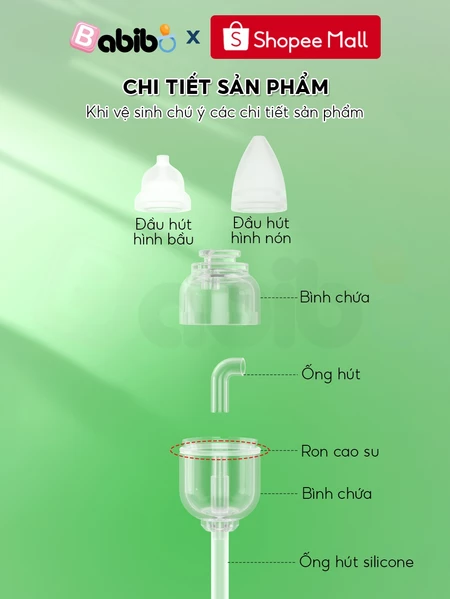 Dụng Cụ Hút Mũi Cho Bé BABIBO, Ống Hút Mũi Dây Silicone Siêu Mềm An Toàn Chống Trào Ngược Cho Trẻ
