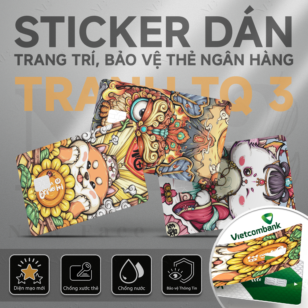 Miếng Dán Trang Trí BỘ TRANH DỄ THƯƠNG TQ 3 - Decal Thẻ ATM (Thẻ Chung Cư, Thẻ Xe, Debit, Credit)NF2