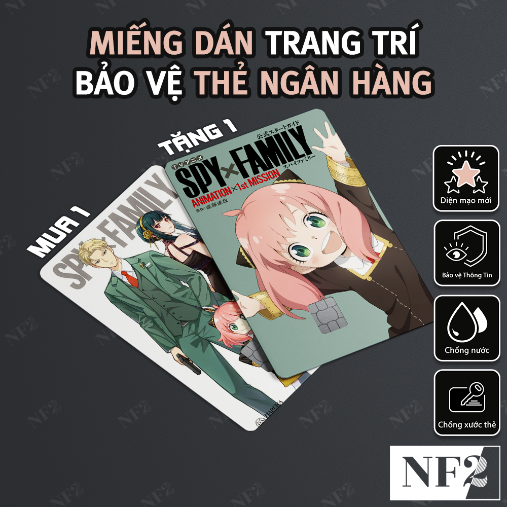 Miếng Dán Trang Trí SPY x FAMILY - Sticker Thẻ ATM (Thẻ Chung Cư, Thẻ Xe, Debit, Credit) NF2