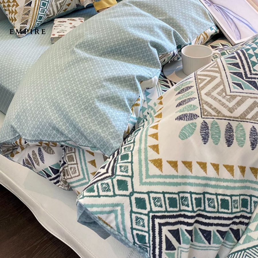 Bộ chăn ga gối 4 món cotton chăn chần bông organic 100% bo chun drap - EMPIRE Bedding & Decor