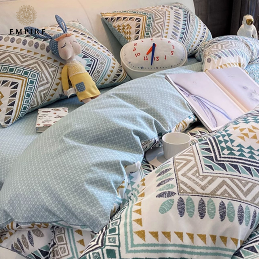 Bộ chăn ga gối 4 món cotton chăn chần bông organic 100% bo chun drap - EMPIRE Bedding & Decor