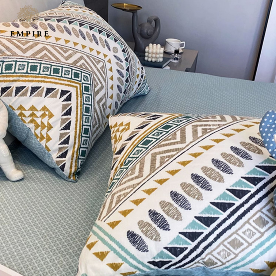 Bộ chăn ga gối 4 món cotton chăn chần bông organic 100% bo chun drap - EMPIRE Bedding & Decor