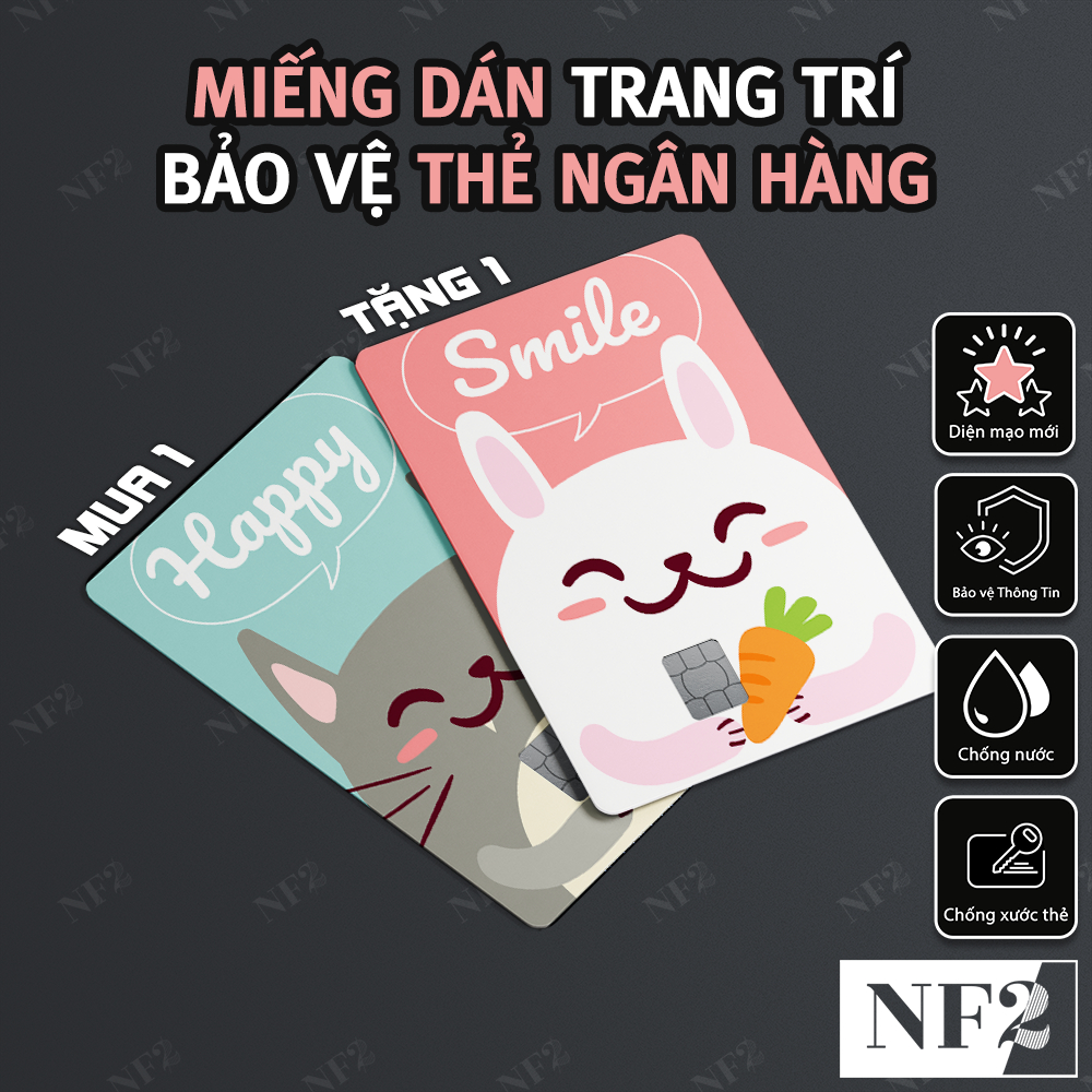 Miếng Dán Trang Trí ANIMAL DỄ THƯƠNG- Sticker Thẻ ATM (Thẻ Chung Cư, Thẻ Xe, Debit, Credit) NF2