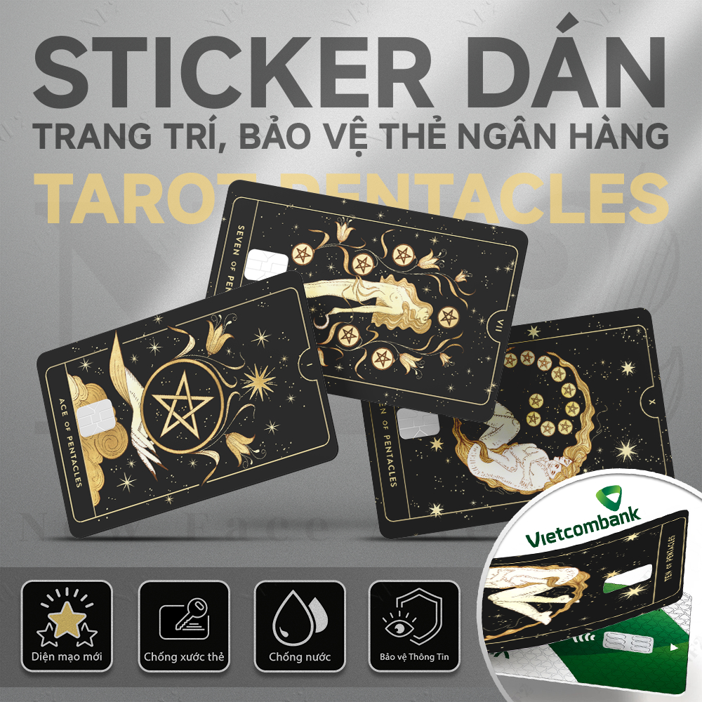 Miếng Dán Trang Trí TAROT PENTACLES (BỘ 2) - DecalThẻ ATM (Thẻ Chung Cư, Thẻ Xe, Debit, Credit) NF2