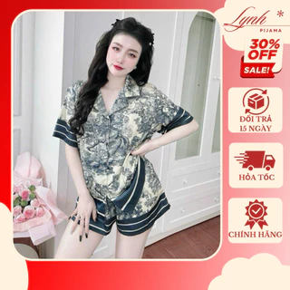(40-75Kg) Đồ Bộ Đùi Nữ Pijama Lụa Latin Cao Cấp Áo Ngắn Tay Mịn Mát