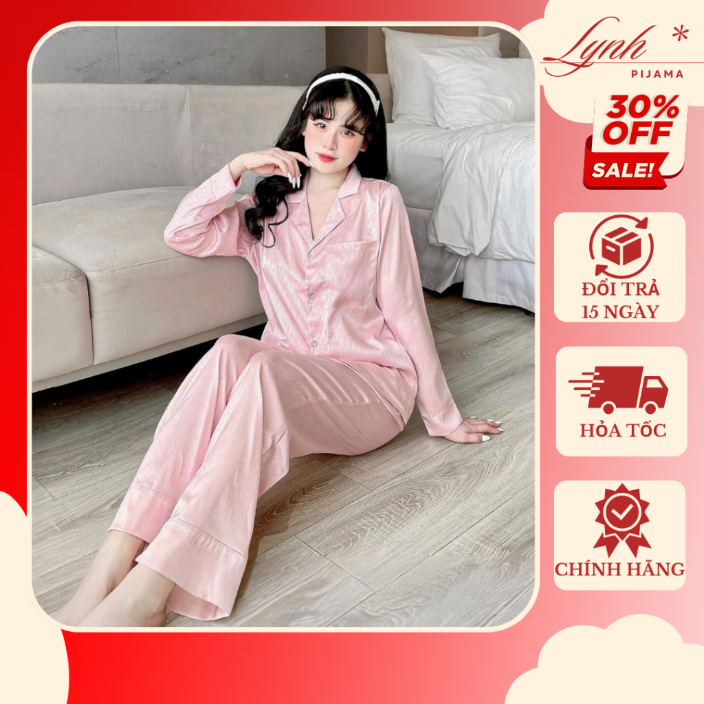 Đồ Bộ Pijama Nữ Dài Màu Trơn Lụa Xước Ánh Kim Mềm Mịn Mát |Lynh Pijama