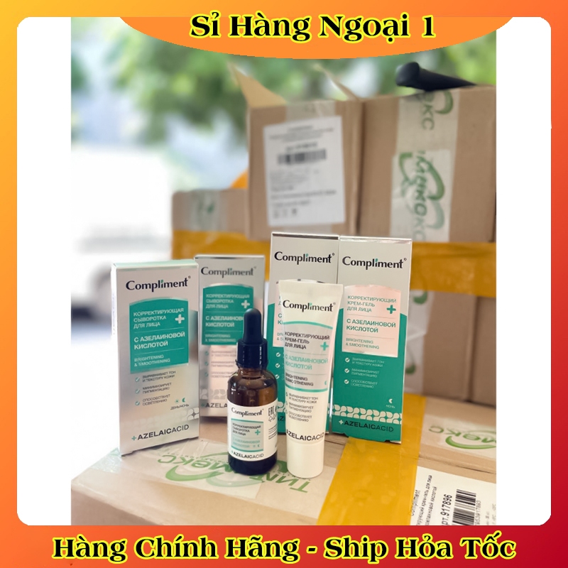 [MẪU MỚI XANH LÁ] Serum và Kem dưỡng Compliment Azelaic Acid giảm thâm mụn, đều màu da 27ml của Nga