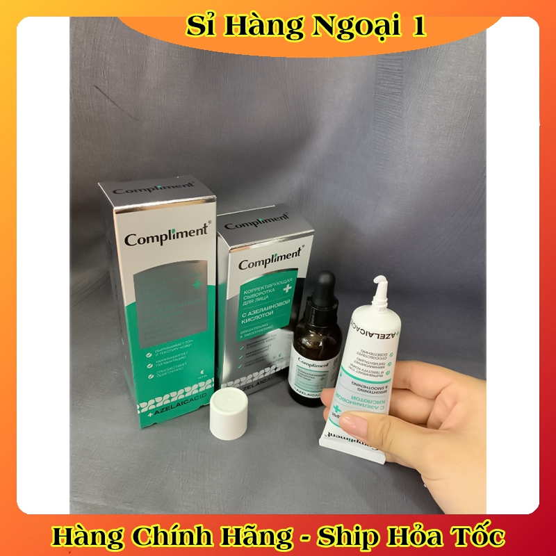 [MẪU MỚI XANH LÁ] Serum và Kem dưỡng Compliment Azelaic Acid giảm thâm mụn, đều màu da 27ml của Nga