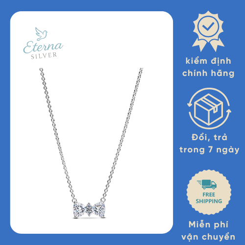 vòng cổ nơ bạc 925 đính đá cao cấp
