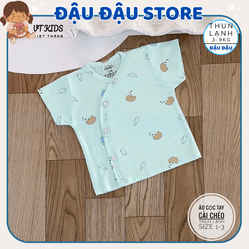 (Áo Cộc Màu) Set 3/5 Áo Cộc Tay VT Sơ Sinh Thun Lạnh mềm mịn thoáng mát cho bé sơ sinh 0 - 9 tháng AL02M Đậu Đậu Store
