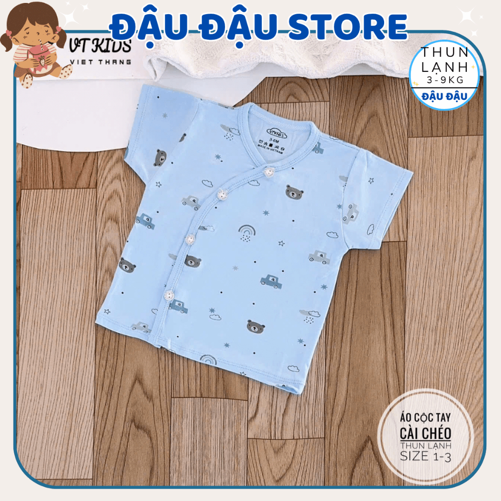 (Áo Cộc Màu) Set 3/5 Áo Cộc Tay VT Sơ Sinh Thun Lạnh mềm mịn thoáng mát cho bé sơ sinh 0 - 9 tháng AL02M Đậu Đậu Store