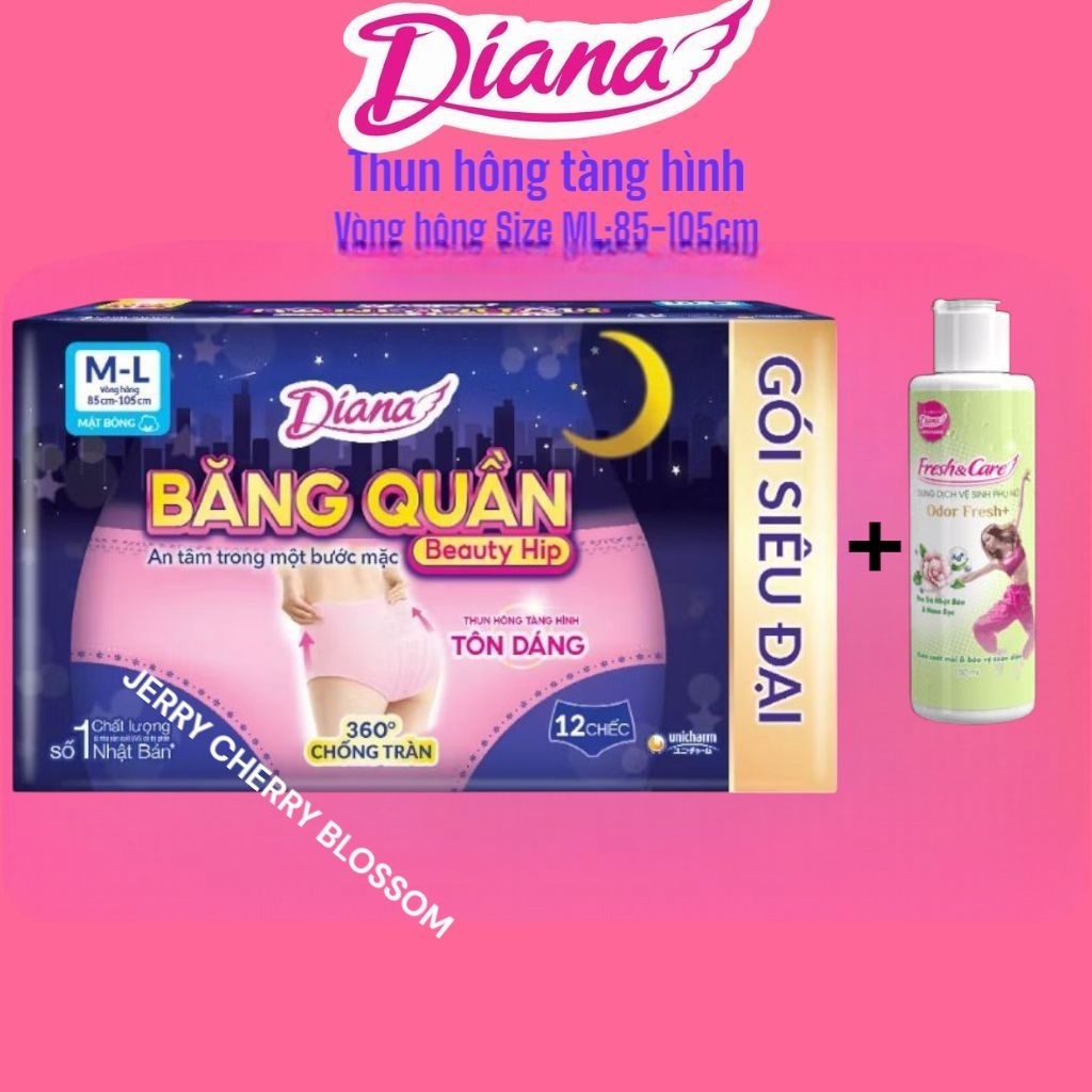 [KÈM QUÀ ngẫu nhiên]Combo 2 gói băng vệ sinh dạng quần Diana Beauty hip size ML12 chiếc/gói