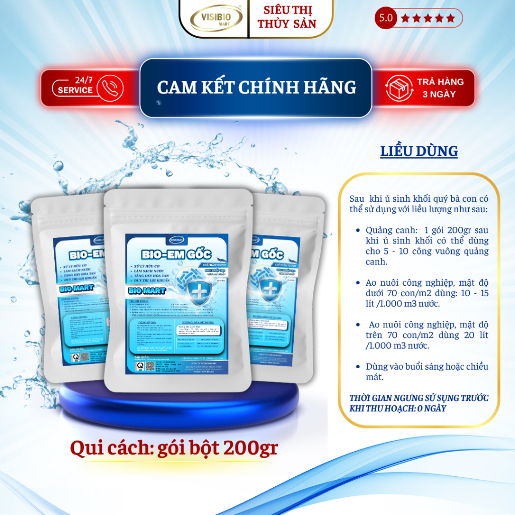 MEN VI SINH BIO - EM GỐC BIOMART 200GR- XỬ LÝ NƯỚC AO NUÔI , HẤP THU ...