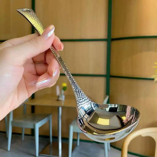Muỗng Inox kim cương cao cấp Chubby Chef sáng bóng có cán cầm dài muỗng ăn súp đầu tròn tiện lợi sang trong decor