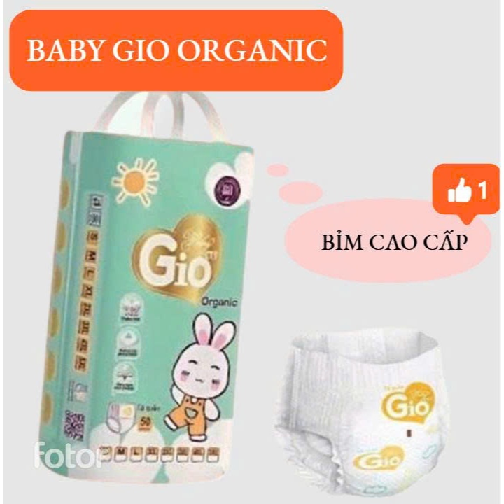 TÃ BỈM QUẦN BABY GIO ORGANIC CHO BÉ - MIỄN SHIP 50 MIẾNG (1 BỊCH )