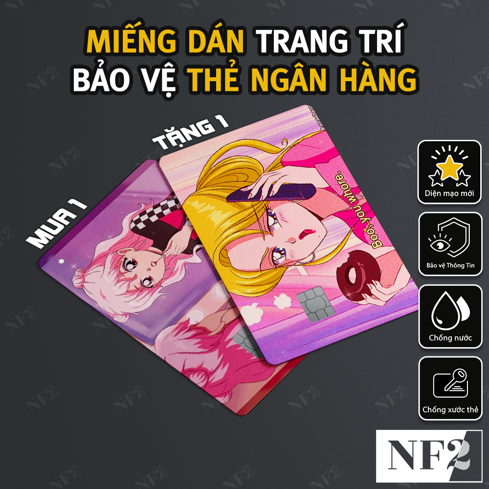 Miếng Dán Trang Trí HANAVBARA - Decal Sticker Thẻ ATM (Thẻ Chung Cư, Thẻ Xe, Debit, Credit) NF2