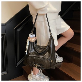Túi xách nữ túi tote 2in1 đeo vai - đeo balo da Pu nhám phối ngăn trước kèm charm mickey TXN212
