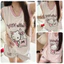 Set Đồ Bộ Nữ Mặc Nhà Tanktop Sát Nách Quần Cộc In Hình Kitty Kẻ Sọc Dễ Thương Chất Cotton Thoáng Mát