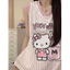Set Đồ Bộ Nữ Mặc Nhà Tanktop Sát Nách Quần Cộc In Hình Kitty Kẻ Sọc Dễ Thương Chất Cotton Thoáng Mát