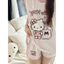 Set Đồ Bộ Nữ Mặc Nhà Tanktop Sát Nách Quần Cộc In Hình Kitty Kẻ Sọc Dễ Thương Chất Cotton Thoáng Mát