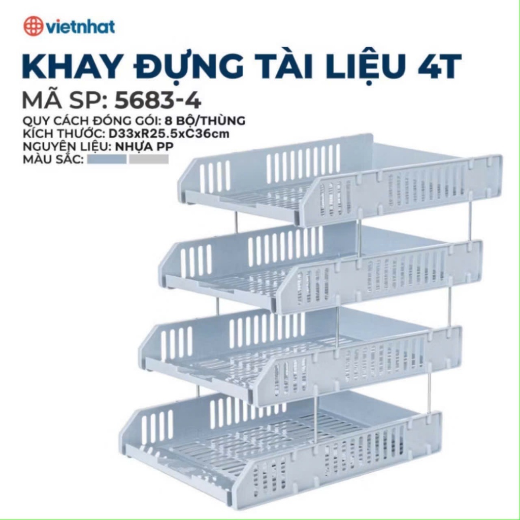 Khay để tài liệu sách vở 3-4 tầng nhựa Việt Nhật. Kệ đựng tài liệu A4 văn phòng nhiều ngăn tiện dụng (5683) AMIZIN