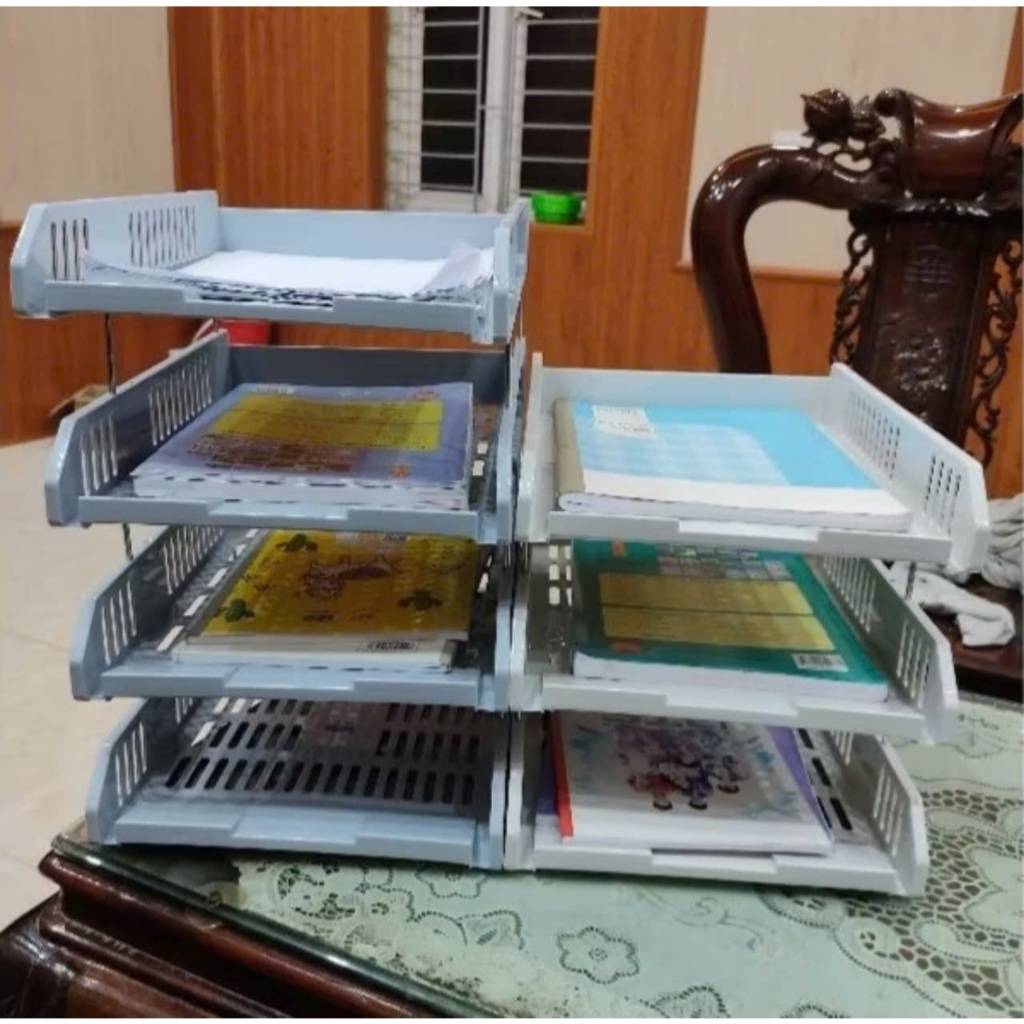 Khay để tài liệu sách vở 3-4 tầng nhựa Việt Nhật. Kệ đựng tài liệu A4 văn phòng nhiều ngăn tiện dụng (5683) AMIZIN