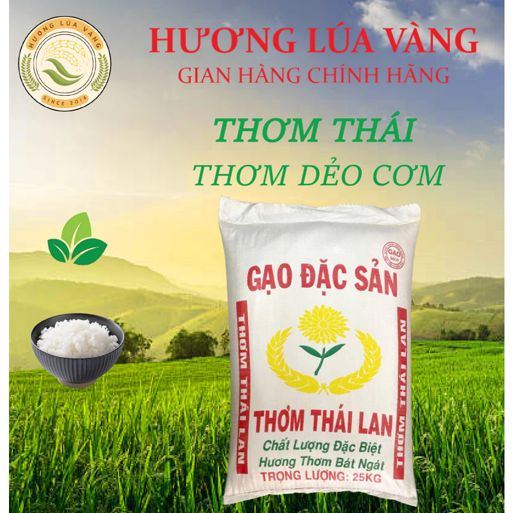 Gạo THƠM THÁI – Dẻo Thơm Ngon, Ngọt Hậu Tự Nhiên – Gạo Sạch Túi 05 - 10 Kg