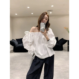 𝙇𝙔𝙉 𝙏𝙊𝙋 - Áo Linen Trễ Vai Buộc Nơ