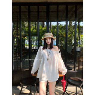 𝙇𝙔𝙉 𝙏𝙊𝙋 - Áo Linen Trễ Vai Buộc Nơ