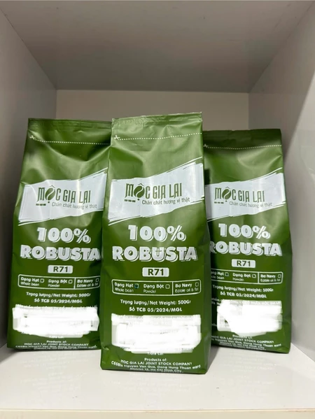 Cà phê rang xay Mộc Gia Lai 100% Robusta rang mộc