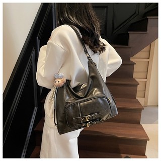 Túi xách nữ túi tote 2in1 đeo vai - đeo balo da Pu nhám phối ngăn trước kèm charm mickey TXN212