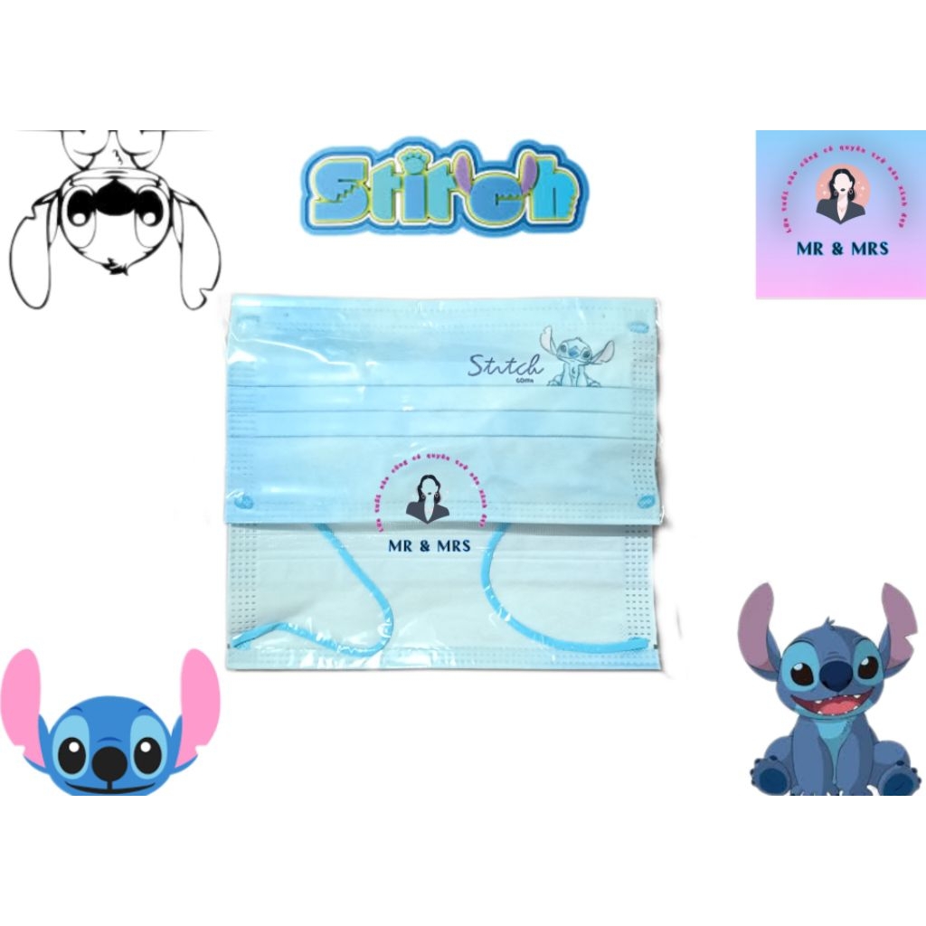 (Set 10C ) Khẩu Trang In Hoạt Hình STITCH Người Lớn-Không Hộp