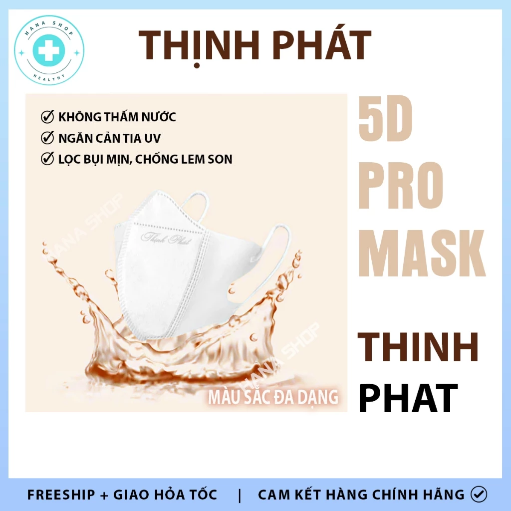 [CHÍNH HÃNG ĐỦ 10 MÀU] Khẩu Trang 5D THỊNH PHÁT 3 Lớp Vải Không Dệt Kháng Khuẩn Lọc Bụi Mịn Tia UV ảnh 3