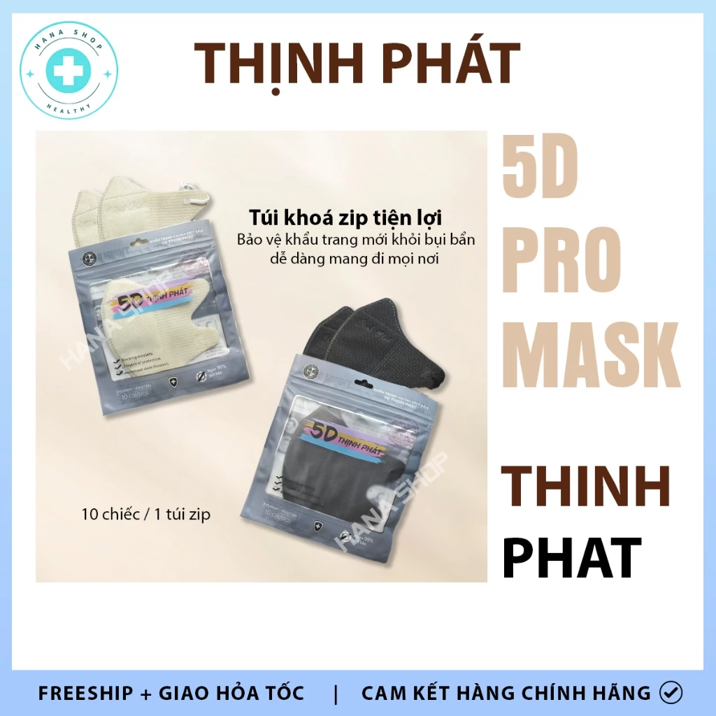 [CHÍNH HÃNG ĐỦ 10 MÀU] Khẩu Trang 5D THỊNH PHÁT 3 Lớp Vải Không Dệt Kháng Khuẩn Lọc Bụi Mịn Tia UV ảnh 4