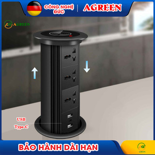 Ổ Cắm Điện Âm Bàn Đảo AGreen AG-UT09 vị trí Tích Hợp Type-C + USB, Sạc Nhanh PD