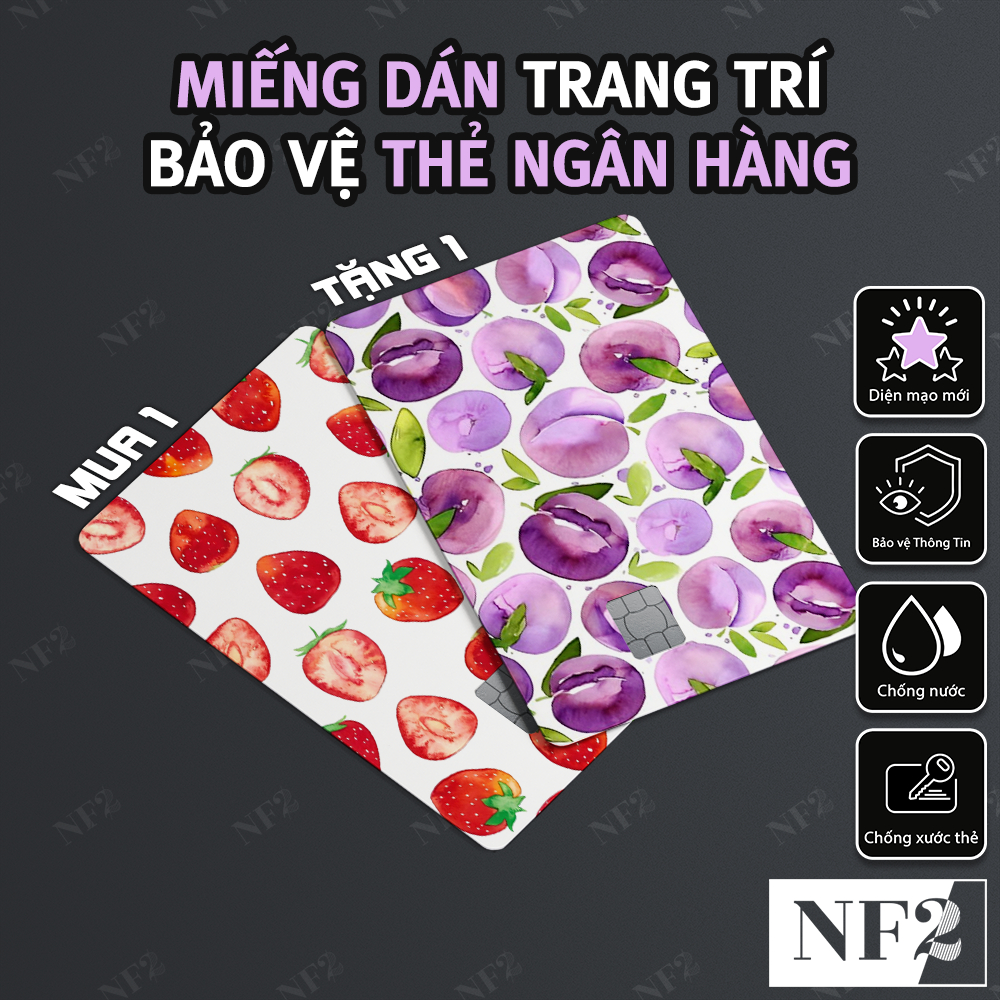 Miếng Dán Trang Trí COLORFUL FRUITS - Sticker Thẻ ATM (Thẻ Chung Cư, Thẻ Xe, Debit, Credit) NF2