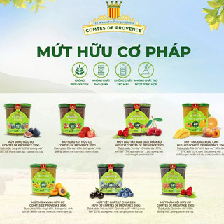Mứt trái cây hữu cơ Comtes de Provence Organic Fruit Jams 350g sung, dâu tây, việt quất, mâm xôi...