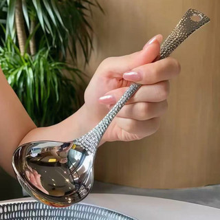 Muỗng Inox kim cương cao cấp Chubby Chef sáng bóng có cán cầm dài muỗng ăn súp đầu tròn tiện lợi sang trong decor