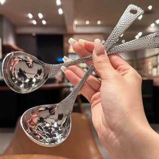 Muỗng Inox kim cương cao cấp Chubby Chef sáng bóng có cán cầm dài muỗng ăn súp đầu tròn tiện lợi sang trong decor