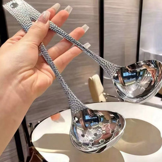 Muỗng Inox kim cương cao cấp Chubby Chef sáng bóng có cán cầm dài muỗng ăn súp đầu tròn tiện lợi sang trong decor