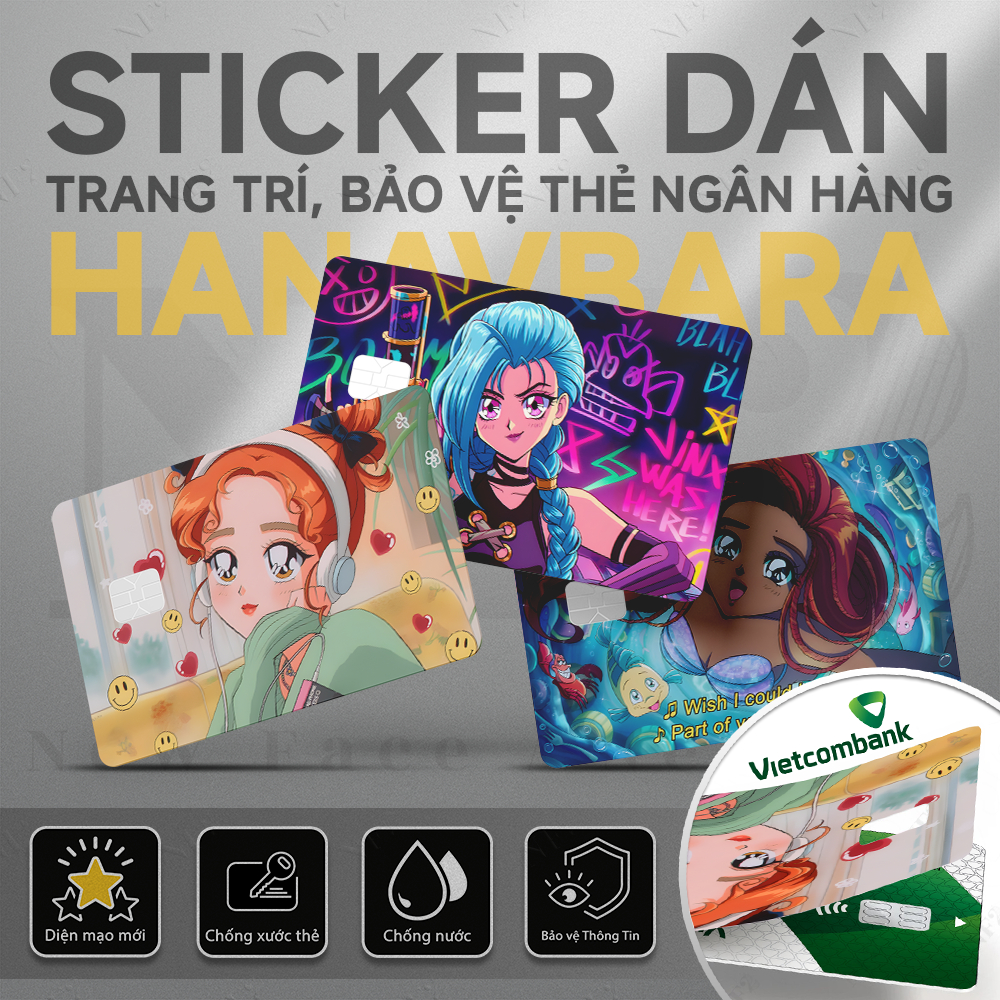 Miếng Dán Trang Trí HANAVBARA - Decal Sticker Thẻ ATM (Thẻ Chung Cư, Thẻ Xe, Debit, Credit) NF2