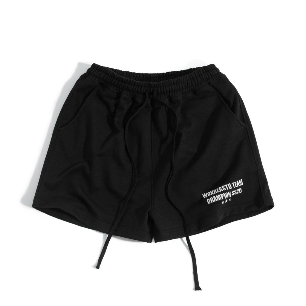 (CÓ CẢ SET) QUẦN SHORT NỈ CUA 400GSM THÊU LOGO 2D "CHAMPION SS25" WONDERSTU - UNISEX