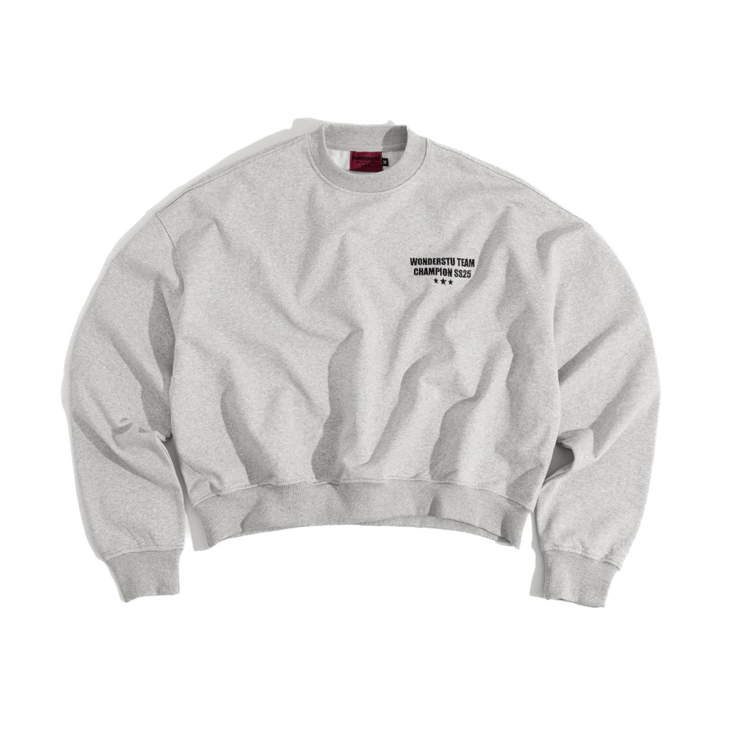(CÓ CẢ SET) ÁO SWEATER BIG BOXY NỈ CUA 400GSM THÊU 2D & IN TRAME "CHAMPION SS25" WONDERSTU - UNISEX