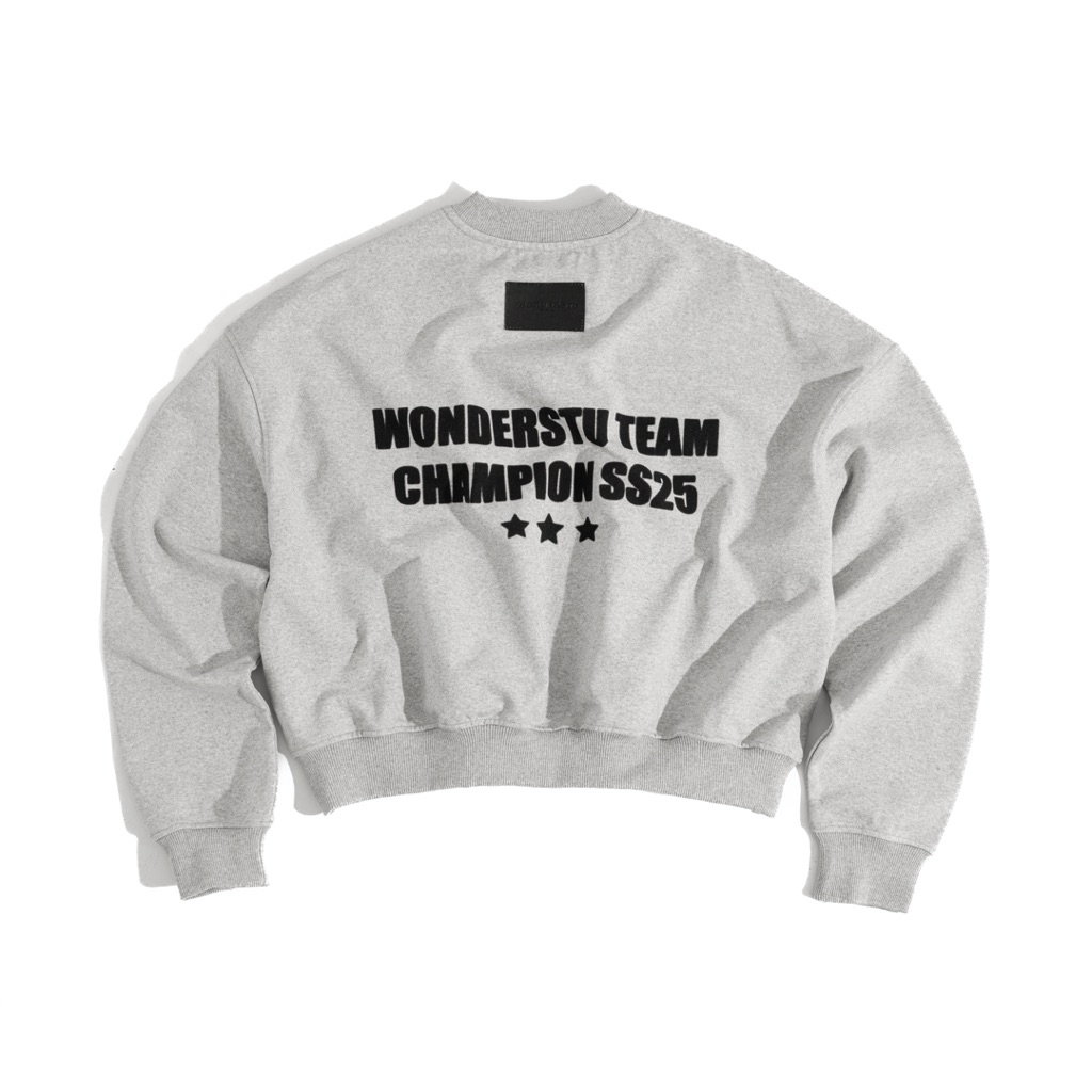 (CÓ CẢ SET) ÁO SWEATER BIG BOXY NỈ CUA 400GSM THÊU 2D & IN TRAME "CHAMPION SS25" WONDERSTU - UNISEX