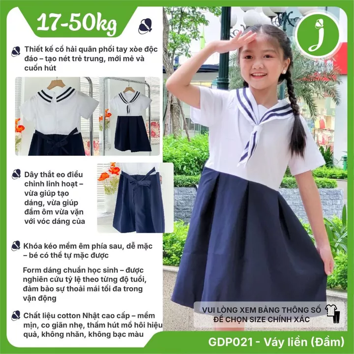9 mẫu váy liền đi học dành cho học sinh cấp 1,2,3 thiết kế đẹp vải tốt, đầm học sinh Jadiny