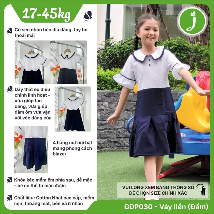 9 mẫu váy liền đi học dành cho học sinh cấp 1,2,3 thiết kế đẹp vải tốt, đầm học sinh Jadiny